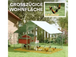 PawHut Kleintierbedarf^Hühnerstall Verzinkte Stahlrohre Stahlgitter 300L x 200B x 195H cm