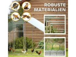 PawHut Kleintierbedarf^Hühnerstall Verzinkte Stahlrohre Stahlgitter 300L x 200B x 195H cm