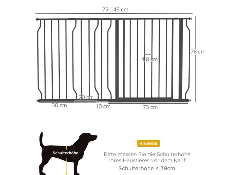 PawHut Hunde Türschutzgitter 75-145 cm