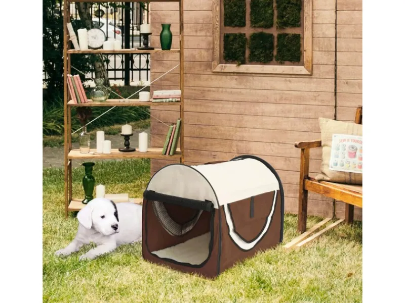 PawHut Hundebox Faltbar mit Kissen Reisetasche Wasserdicht Kaffee 61 x 46 x 51cm