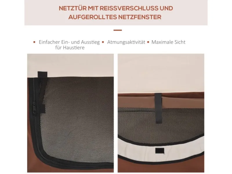 PawHut Hundebox Faltbar mit Kissen Reisetasche Wasserdicht Kaffee 61 x 46 x 51cm