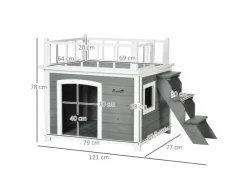 PawHut Hundebedarf|Leitern^Hundehütte mit Treppe 121 x 77 x 78 cm