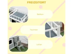 PawHut Hundebedarf|Leitern^Hundehütte mit Treppe 121 x 77 x 78 cm
