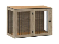 PawHut Hundekäfig Hundebox Stahl MDF Eiche 106B x 60T x 76H cm
