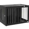 PawHut Hundebedarf^Hundekäfig Hundehütte Stahl MDF Schwarz 80L x 50B x 56,5H cm