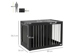 PawHut Hundebedarf^Hundekäfig Hundehütte Stahl MDF Schwarz 80L x 50B x 56,5H cm