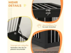 PawHut Hundebedarf^Hundekäfig Hundehütte Stahl MDF Schwarz 80L x 50B x 56,5H cm