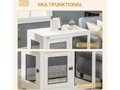 PawHut Kissen|Hundebedarf^Hundekäfig Indoor mit Kissen 2 Türen Weiß 94 x 60 x 71,5 cm