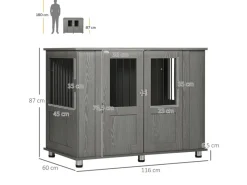 PawHut Hundekäfig mit Schloss und Fenster 116 x 60 x 87 cm