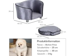 PawHut Kissen^Hundesofa mit Kissen 69 x 49 x 38 cm