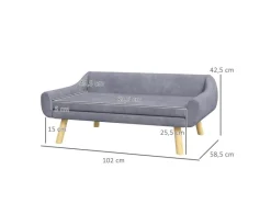 PawHut Hundesofa mit Rückenlehne Holzbeine und Kissen
