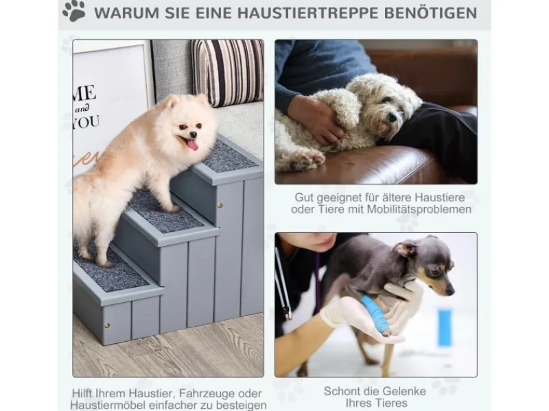 PawHut Hundebedarf^Hundetreppe 3 Stufen Einstiegshilfe