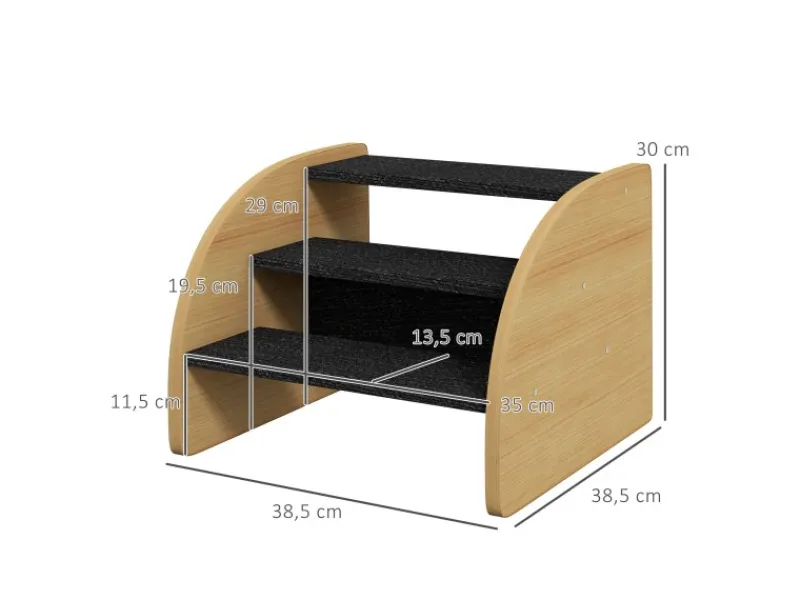 PawHut Sofas^Hundetreppe 3 Stufen mit Seitenwand