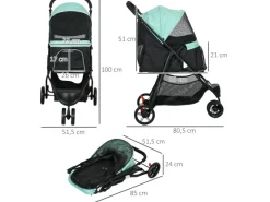 PawHut Hundewagen Polyester Stahl 80,5L x 51,5B x 100H cm