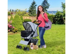 PawHut Hundewagen Hundebuggy Verstellbares Vordach