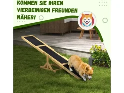 PawHut Hundebedarf^Hundewippe Hunde Agility Wippe Tannenholz Gelb 180L x 30B x 30H cm