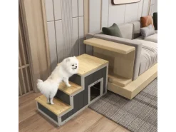 PawHut Hundebedarf^2-in-1 Hundetreppe mit Höhle 3 Stufen