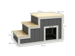 PawHut Hundebedarf^2-in-1 Hundetreppe mit Höhle 3 Stufen