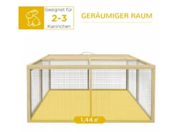PawHut Kleintierbedarf^Kaninchenstall Klappbar mit Freilaufgehege 120 x 120x57 m