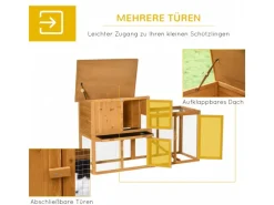 PawHut Kaninchenstall mit Tannenholz 141 x 60 x 86 cm