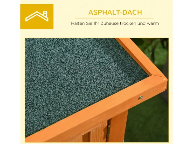 PawHut Kaninchenstall Tannenholz Metall Natur 90cm x 45cm x 65cm