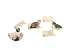 PawHut Katzen Kletterwand Spanplatte Polyester Beige 40L x 28B x 73H cm
