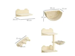 PawHut Katzen Kletterwand Spanplatte Polyester Beige 40L x 28B x 73H cm