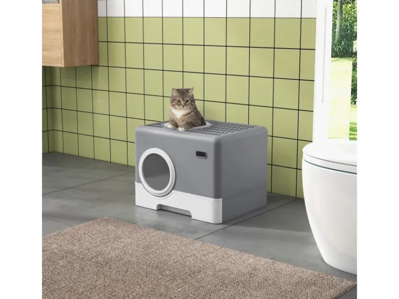 PawHut Katzenbedarf^Katzentoilette mit Deckel 2 Ausgänge