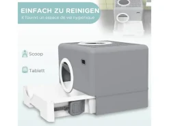 PawHut Katzenbedarf^Katzentoilette mit Deckel 2 Ausgänge