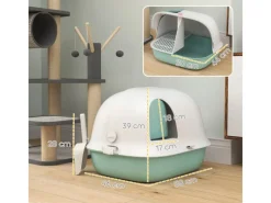 PawHut Katzenbedarf^Katzentoilette mit Deckel Kunststoff 58L x 46B x 39H cm