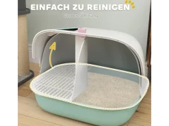 PawHut Katzenbedarf^Katzentoilette mit Deckel Kunststoff 58L x 46B x 39H cm