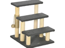 PawHut Katzentreppe 3-Stufig 48 cm mit Sisalsäule Spielball