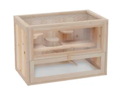 PawHut Käfig Nagerkäfig Kleintierkäfig Tanne Naturholz 60L x 35B x 42H cm