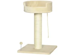 PawHut Katzenbedarf^Kratzbaum 85 cm mit Liegefläche Plüsch-Kletterbaum Spielball