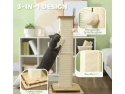 PawHut Katzenbedarf^Kratzstamm Kratzsäule MDF Sisal Eiche 39,5L x 39,5B x 87H cm