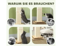 PawHut Katzenbedarf^Kratzstamm Kratzsäule MDF Sisal Eiche 39,5L x 39,5B x 87H cm