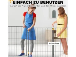 PawHut Pet Playpen Welpenzaun aus Stahl Schwarz 80L x 1,5B x 100H cm