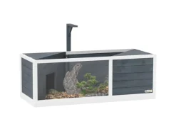 PawHut Kleintierbedarf^Schildkrötenhaus Tannenholz Pmma Grau 120L x 50B x 40H cm