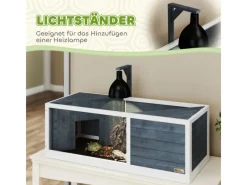 PawHut Kleintierbedarf^Schildkrötenhaus Tannenholz Pmma Grau 120L x 50B x 40H cm