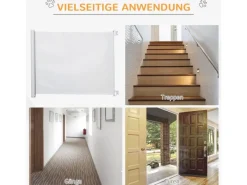 PawHut Türschutzgitter Ausziehbar Rollo 115 x 82,5 cm