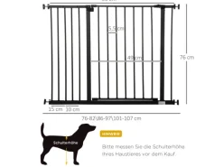 PawHut Türschutzgitter Klemmbefestigung 76-107 x 76 cm