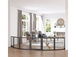 PawHut Hundebedarf^Türschutzgitter mit Fußstütze 432 x 36 x 70cm