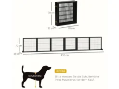 PawHut Hundebedarf^Türschutzgitter mit Fußstütze 432 x 36 x 70cm