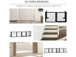 PawHut Hundebedarf^Türschutzgitter mit Fußstütze 432 x 36 x 70cm