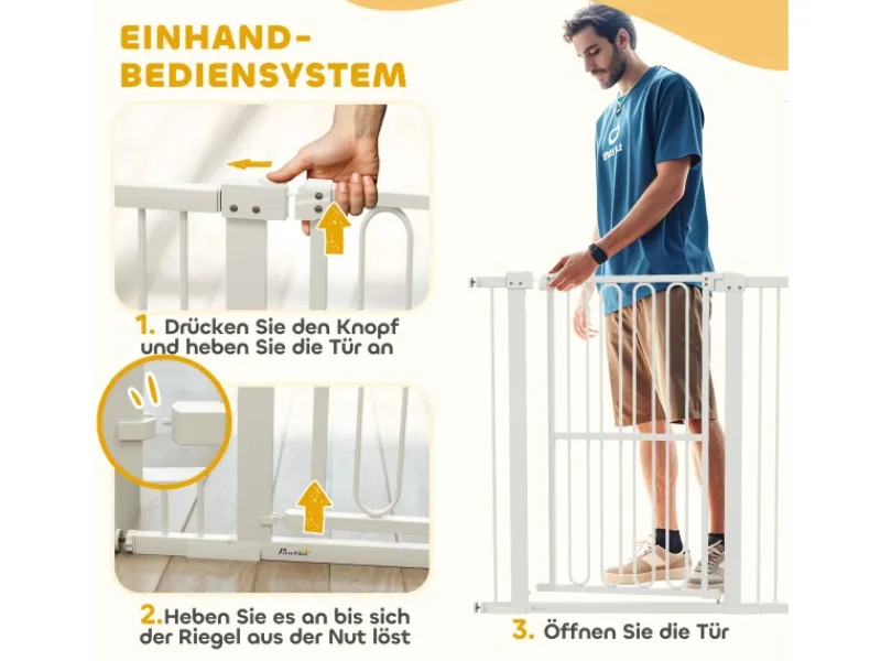 PawHut Türschutzgitter Stahl Kunststoff Weiß 76-104B x 94H cm
