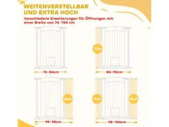 PawHut Türschutzgitter Stahl Kunststoff Weiß 76-104L x 106H cm