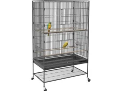 PawHut Vogelkäfig mit Sitzstangen Ablage Bodenwanne