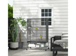 PawHut Vogelkäfig mit Sitzstangen Ablage Bodenwanne