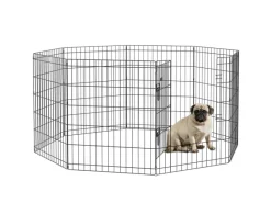 PawHut Kleintierbedarf^Welpenauslauf Hundelaufstall Metall Schwarz 61L x 4B x 76H cm