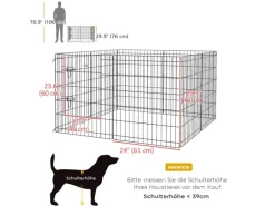 PawHut Kleintierbedarf^Welpenauslauf Hundelaufstall Metall Schwarz 61L x 4B x 76H cm